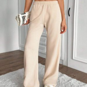 Pantalon de jogging ample à garniture de dentelle, polyvalent