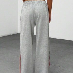 Pantalon de jogging ample à garniture de dentelle, polyvalent