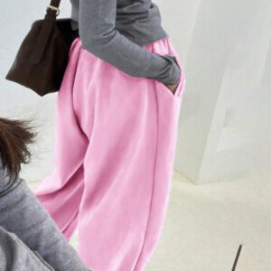 INAWLY Pantalon de jogging ample casual harem pour femmes avec taille élastique, cordon de serrage et poches