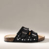 Solecia Chaussures femme à bout rond, à franges, avec boucles à double strass, plates, pour la vie quotidienne, les banquets, le transport et la mode polyvalente