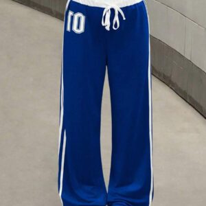 StreetHx Pantalon de survêtement à numéro imprimés, taille insérée, décontracté, streetwear, rétro, pour femmes, printemps et été