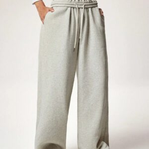 Forever 21 Nouveau pantalon de jogging décontracté et polyvalent pour l'automne/l'hiver, à taille haute élastique, épais et doublé de thermique, coupe ample et jambes larges