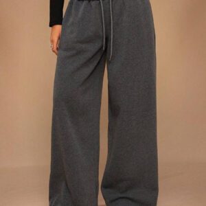 Forever 21 Nouveau pantalon de jogging décontracté et polyvalent pour l'automne/l'hiver, à taille haute élastique, épais et doublé de thermique, coupe ample et jambes larges