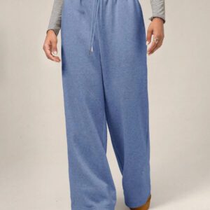 Forever 21 Nouveau pantalon de jogging décontracté et polyvalent pour l'automne/l'hiver, à taille haute élastique, épais et doublé de thermique, coupe ample et jambes larges