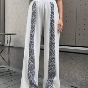 SHEIN Pantalon de survêtement blanc avec galon zébré à l'avant