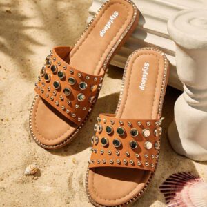 Styleloop Sandales plates pour femmes, minimalistes et pratiques, style mule polyvalent pour les tenues de vacances