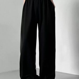 DAZY Pantalon de survêtement ample à taille coulissante et jambes larges pour femmes