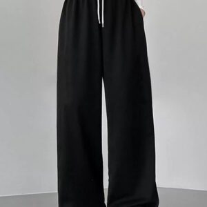 DAZY Pantalon de survêtement ample à taille coulissante et jambes larges pour femmes
