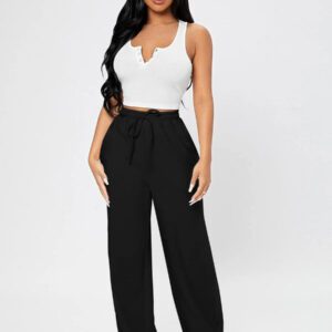 SHEIN PETITE Pantalon de survêtement avec cordon de serrage à la taille, poches en biais, pour le printemps