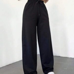 RueChic Pantalon De Survêtement À Jambes Droites Avec Cordon De Serrage Pour Femmes