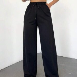 RueChic Pantalon De Survêtement À Jambes Droites Avec Cordon De Serrage Pour Femmes
