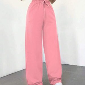 RueChic Pantalon De Survêtement À Jambes Droites Avec Cordon De Serrage Pour Femmes