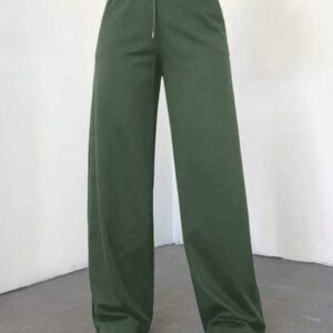 RueChic Pantalon De Survêtement À Jambes Droites Avec Cordon De Serrage Pour Femmes