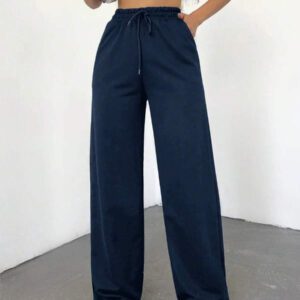 RueChic Pantalon De Survêtement À Jambes Droites Avec Cordon De Serrage Pour Femmes