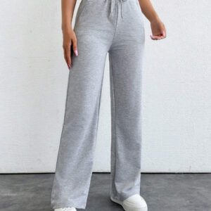 RueChic Pantalon De Survêtement À Jambes Droites Avec Cordon De Serrage Pour Femmes