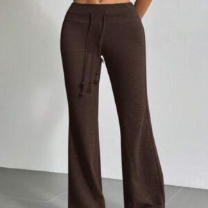 SHEIN EZwear Pantalon de survêtement évasé avec taille à cordon de serrage