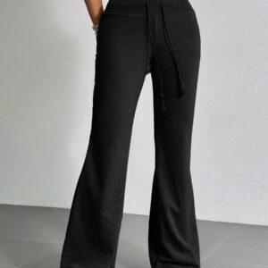 SHEIN EZwear Pantalon de survêtement évasé avec taille à cordon de serrage