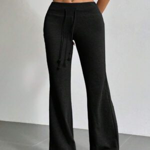 SHEIN EZwear Pantalon de survêtement évasé avec taille à cordon de serrage