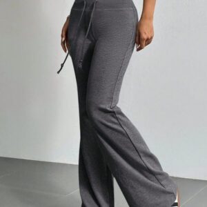 SHEIN EZwear Pantalon de survêtement évasé avec taille à cordon de serrage