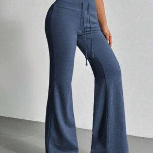 SHEIN EZwear Pantalon de survêtement évasé avec taille à cordon de serrage