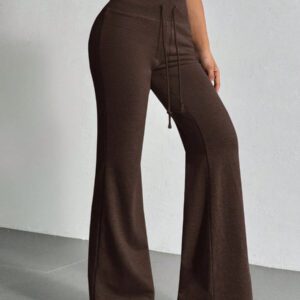 SHEIN EZwear Pantalon de survêtement évasé avec taille à cordon de serrage