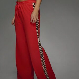 MISSGUIDED Pantalon de jogging à rayures latérales imprimé animal avec taille élastique. Pantalon d'intérieur et de sport confortable pour l'automne et l'hiver