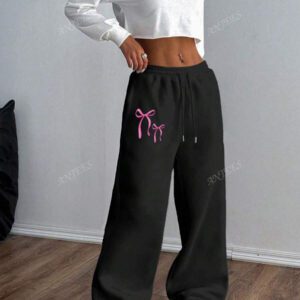 Pantalon de survêtement à imprimé nœud pour femmes, simple, jeune, de campus, , décontracté, pour les déplacements, les sports, la remise en forme, l'extérieur