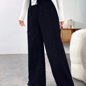 SHEIN EZwear Pantalon de jogging à taille coulissante avec lettre appliquée, jambes larges, tenue d'été