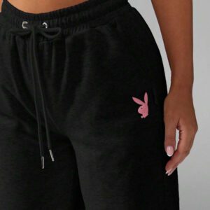 Missguided x Playboy MISSGUIDED Pantalon de jogging à jambes larges Pantalon d'intérieur Pantalon taille haute Stretch Décontracté Automne Hiver Bas