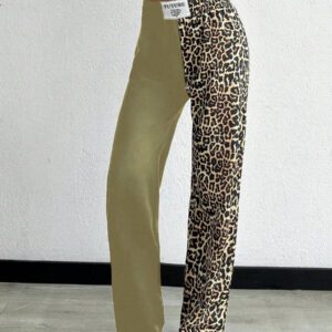 SHEIN PETITE Pantalon de survêtement en coton bicolore contrasté imprimé