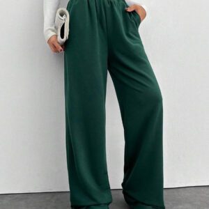 RueChic Pantalon de jogging décontracté à taille élastique et poches, vêtements de détente pour tous les jours pour femmes