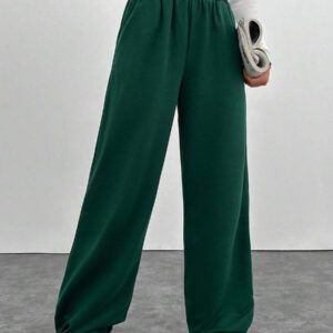 RueChic Pantalon de jogging décontracté à taille élastique et poches, vêtements de détente pour tous les jours pour femmes