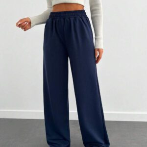 RueChic Pantalon de jogging décontracté à taille élastique et poches, vêtements de détente pour tous les jours pour femmes