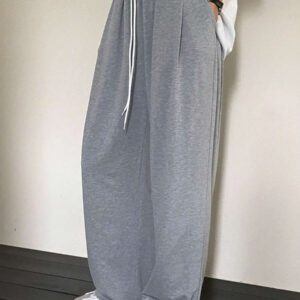 DAZY Pantalon de survêtement ample et décontracté pour femmes, style de rue, taille élastique et cordon de serrage