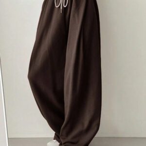 DAZY Pantalon de survêtement ample et décontracté pour femmes, style de rue, taille élastique et cordon de serrage