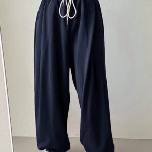 DAZY Pantalon de survêtement ample et décontracté pour femmes, style de rue, taille élastique et cordon de serrage