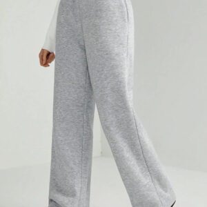 SHEIN Tall Pantalon de jogging thermique ample femme à taille élastique, couleur unie, coupe large