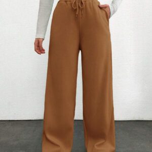 RueChic Pantalon De Survêtement À Cordon De Serrage Pour Femmes De Couleurs Unies Et Amples