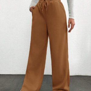 RueChic Pantalon De Survêtement À Cordon De Serrage Pour Femmes De Couleurs Unies Et Amples