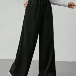 SHEIN Tall Pantalon large à taille contrastée pour femme