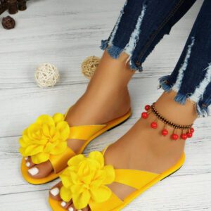 Sandales à enfiler élégantes à fleurs pour femmes, mules d'été confortables et décontractées, mode pour le port quotidien