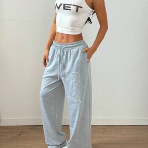 INAWLY Pantalon de survêtement décontracté pour femmes avec décalcomanies d'étoiles