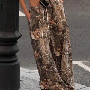 INAWLY Pantalon de survêtement court à taille élastique et cordon de serrage avec imprimé floral mode pour femmes