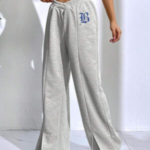 SHEIN EZwear Pantalon Ample Imprimé Graphique Fendu