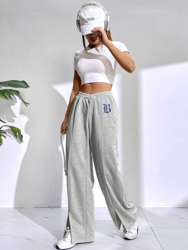 SHEIN EZwear Pantalon Ample Imprimé Graphique Fendu – Image 4