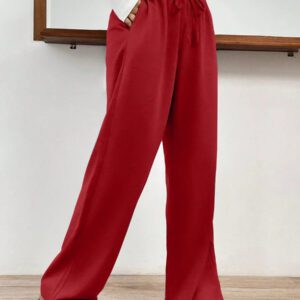 SHEIN EZwear Pantalon de jogging casual en couleur unie avec lien à l'avant pour femmes