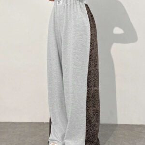 SHEIN EZwear Pantalon de jogging casual en couleur unie et patchwork pour femme, design minimaliste pour un port quotidien