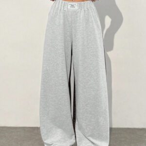 SHEIN EZwear Pantalon de jogging casual en couleur unie et patchwork pour femme, design minimaliste pour un port quotidien