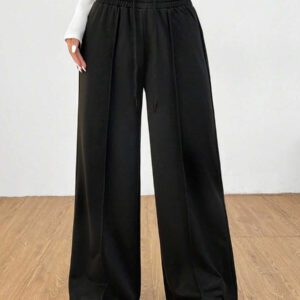 SHEIN PETITE Pantalon de survêtement à jambe large avec cordon de serrage à la taille