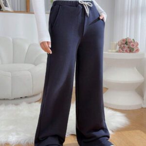 RueChic Pantalon de survêtement décontracté ample avec lien de taille contrasté pour femmes